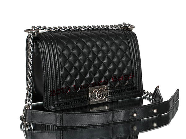 Chanel A67086 Black Lambskin Leather Le Boy Flap Shoulder Bag Chanel A67086 Black Lambskin Leather Le Boy Flap Shoulder Bag