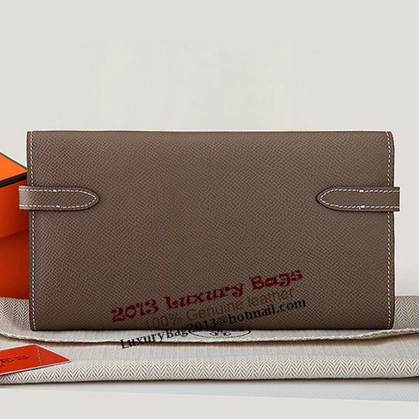 Hermes Kelly Original Saffiano Leather Bi-Fold Wallet A708 Dark Gray Hermes Kelly Original Saffiano Leather Bi-Fold Wallet A708 Dark Gray