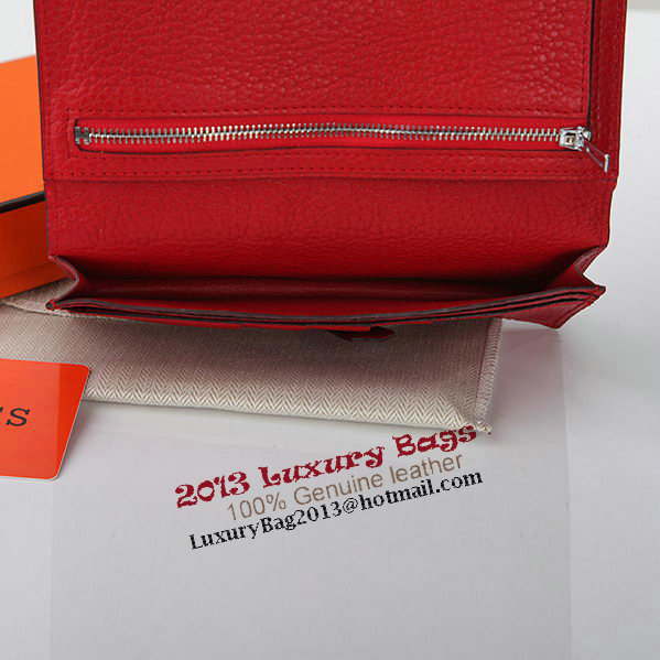 Hermes Bearn Japonaise Bi-Fold Wallet Grainy Leather A208 Red Hermes Bearn Japonaise Bi-Fold Wallet Grainy Leather A208 Red