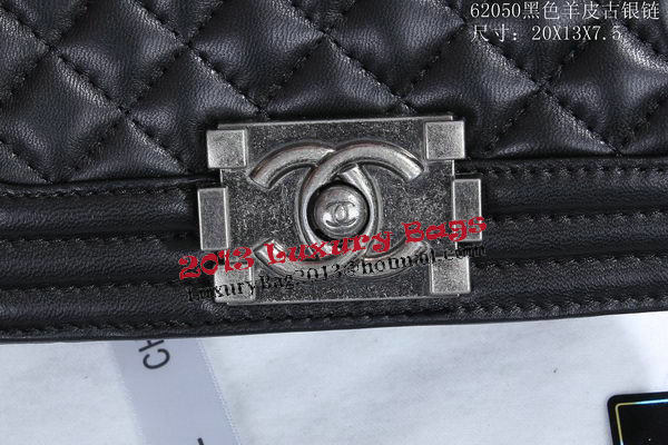 Boy Chanel Flap Shoulder Bag in Sheepskin Leather A62050 Black Boy Chanel Flap Shoulder Bag in Sheepskin Leather A62050 Black