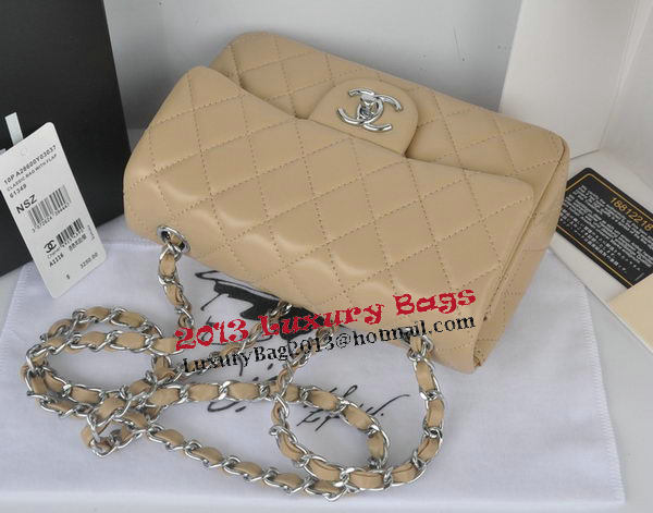 Chanel mini Classic Flap Bag Apricot Original Sheekskin CHA1116 Silver Chanel mini Classic Flap Bag Apricot Original Sheekskin CHA1116 Silver