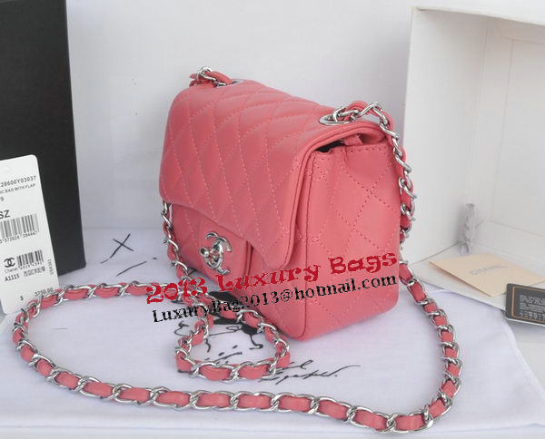 Chanel mini Classic Flap Bag Pink Original Sheekskin CHA1115 Silver Chanel mini Classic Flap Bag Pink Original Sheekskin CHA1115 Silver