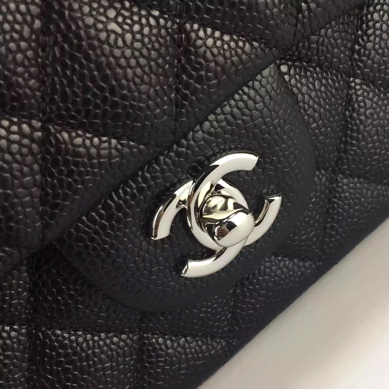 Chanel 2.55 Series Flap Bag Original Lambskin Leather Black Silver 1113 Chanel 2.55 Series Flap Bag Original Lambskin Leather Black Silver 1113