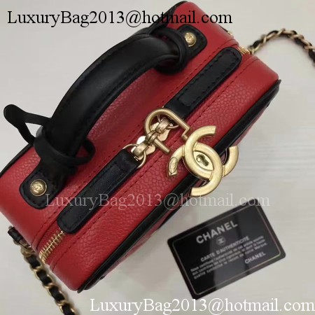 Chanel Cosmetic Bag Original Cannage Pattern A93341 Red&Black Chanel Cosmetic Bag Original Cannage Pattern A93341 Red&Black