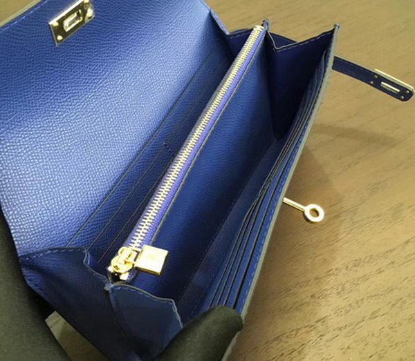 Hermes Kelly Epsom Leather Wallet H4086 Blue Hermes Kelly Epsom Leather Wallet H4086 Blue