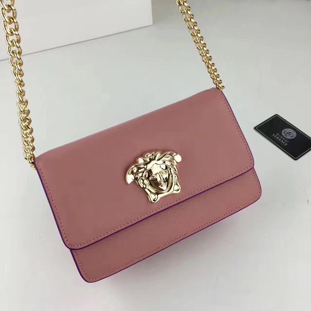 Versace 2017 Calfskin Leather Shoulder Bag 7203 Pink Versace 2017 Calfskin Leather Shoulder Bag 7203 Pink