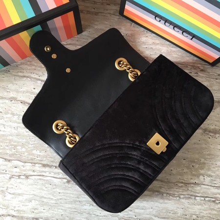 Gucci GG Marmont Chevron Velvet Shoulder Bag 443497 Black Gucci GG Marmont Chevron Velvet Shoulder Bag 443497 Black