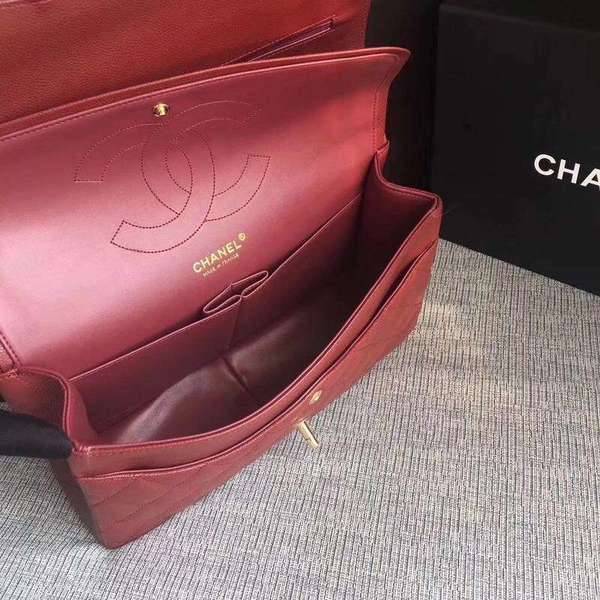 Chanel Flap Shoulder Bags Marroon Original Calfskin Leather CF1113 Gold Chanel Flap Shoulder Bags Marroon Original Calfskin Leather CF1113 Gold