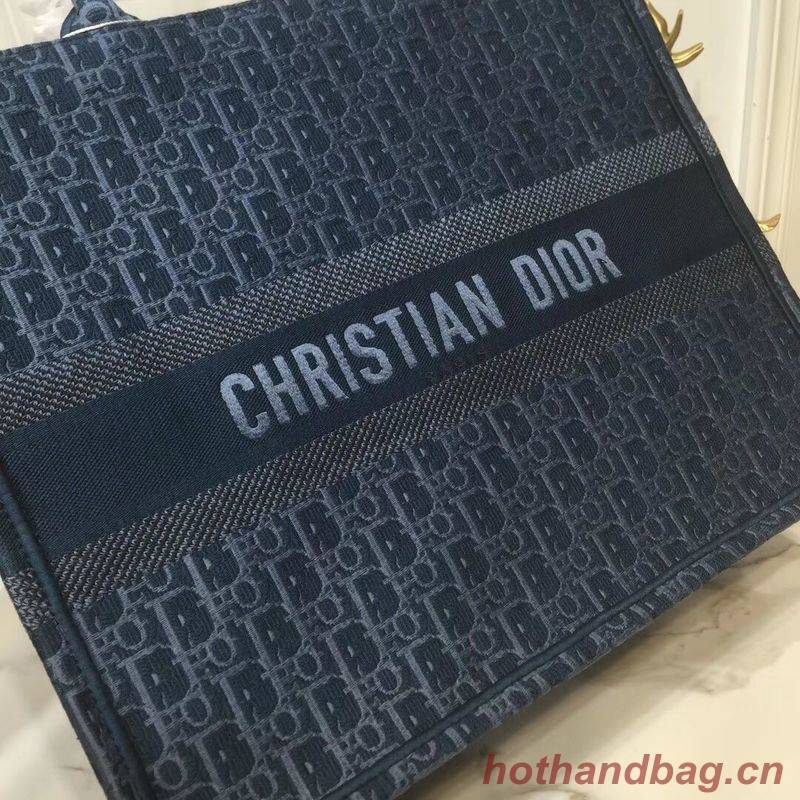 DIOR BOOK TOTE BAG IN EMBROIDERED CANVAS C1286 Blue DIOR BOOK TOTE BAG IN EMBROIDERED CANVAS C1286 Blue