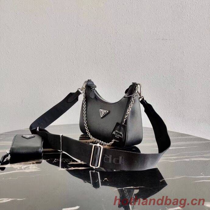 Prada Saffiano leather mini shoulder bag 2BH204 black Prada Saffiano leather mini shoulder bag 2BH204 black