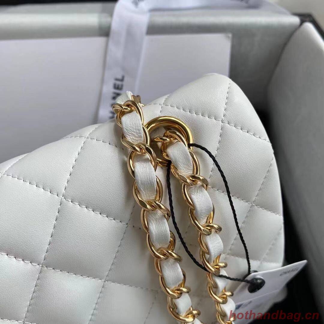 Chanel 2.55 Series Flap Bag Original Sheepskin Leather A1112 White Chanel 2.55 Series Flap Bag Original Sheepskin Leather A1112 White