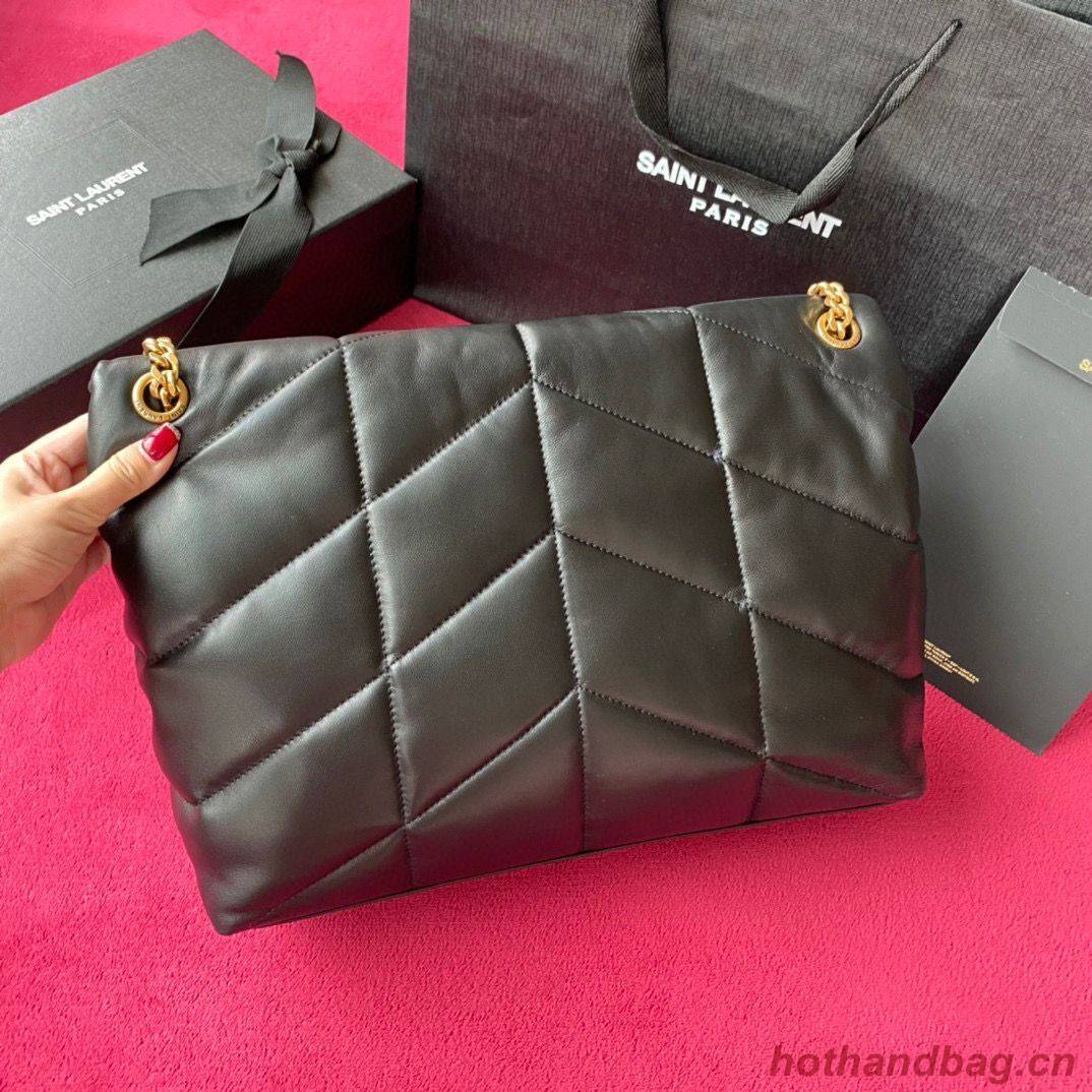 Yves Saint Laurent LOULOU PUFFER IN QUILTED CRINKLED MATTE LEATHER MEDIUM BAG Y577475 Black Gold hardware Yves Saint Laurent LOULOU PUFFER IN QUILTED CRINKLED MATTE LEATHER MEDIUM BAG Y577475 Black Gold hardware