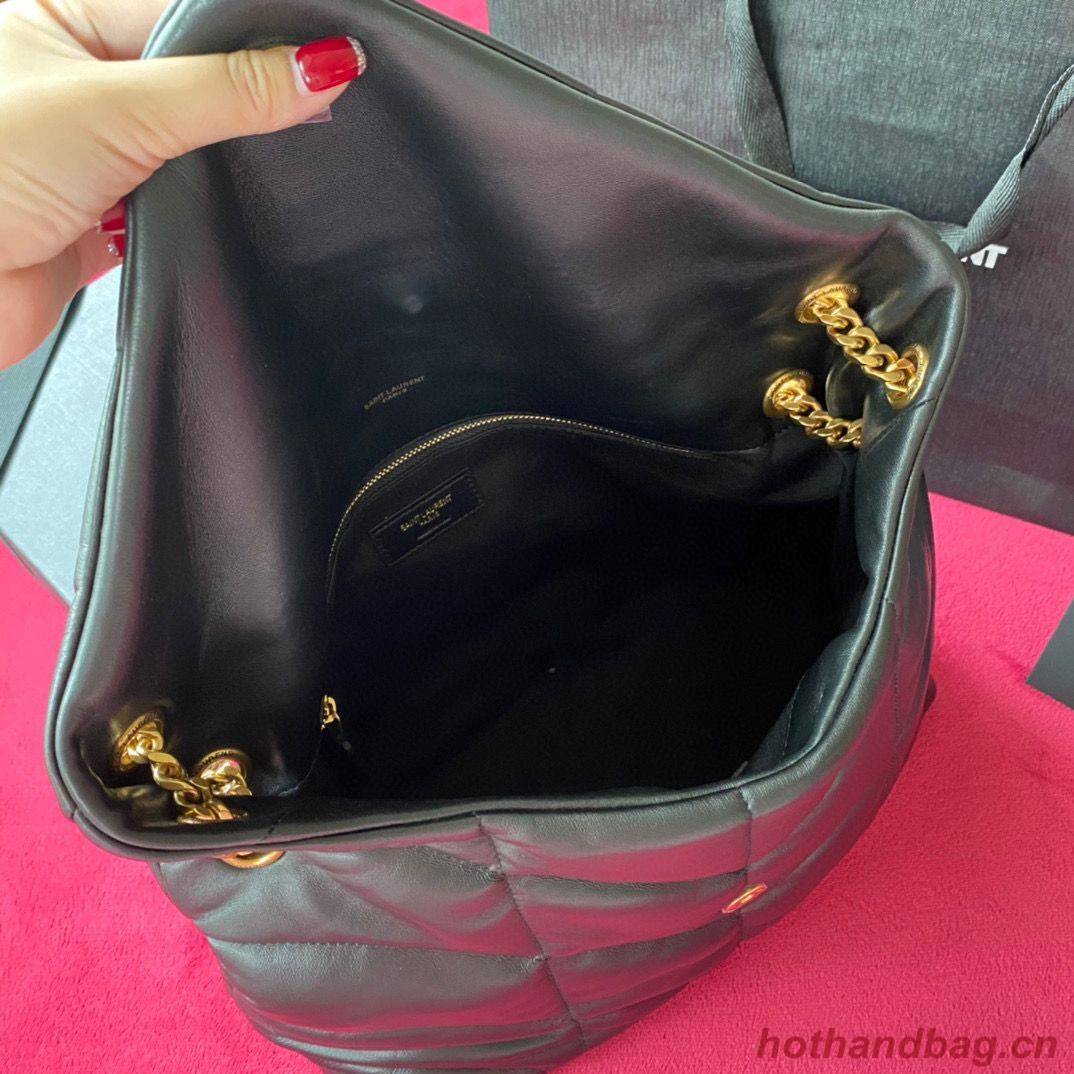 Yves Saint Laurent LOULOU PUFFER IN QUILTED CRINKLED MATTE LEATHER MEDIUM BAG Y577475 Black Gold hardware Yves Saint Laurent LOULOU PUFFER IN QUILTED CRINKLED MATTE LEATHER MEDIUM BAG Y577475 Black Gold hardware