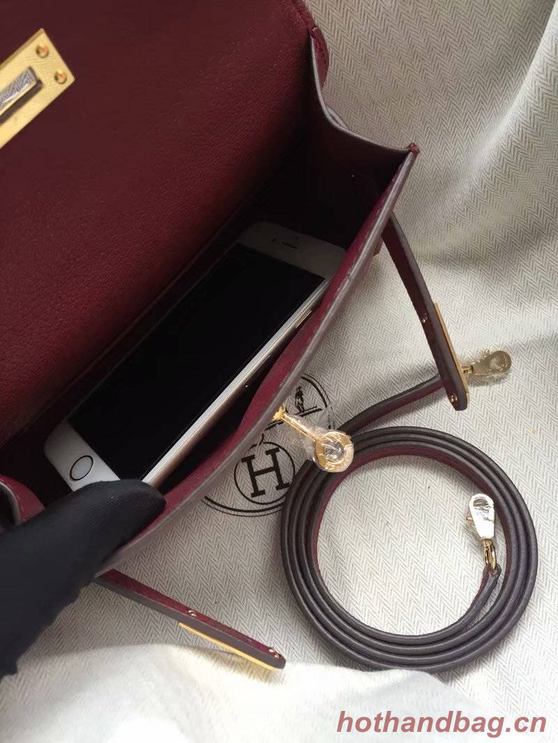 Hermes Kelly 19cm Shoulder Bags Epsom Leather KL19 fuchsia Hermes Kelly 19cm Shoulder Bags Epsom Leather KL19 fuchsia