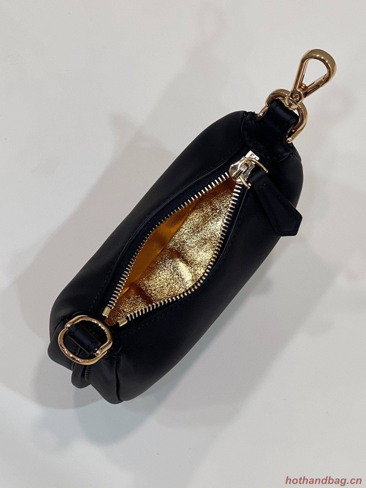 Fendi Praphy Original Leather Big FENDI Logo Mini Bag 80056S Black Fendi Praphy Original Leather Big FENDI Logo Mini Bag 80056S Black
