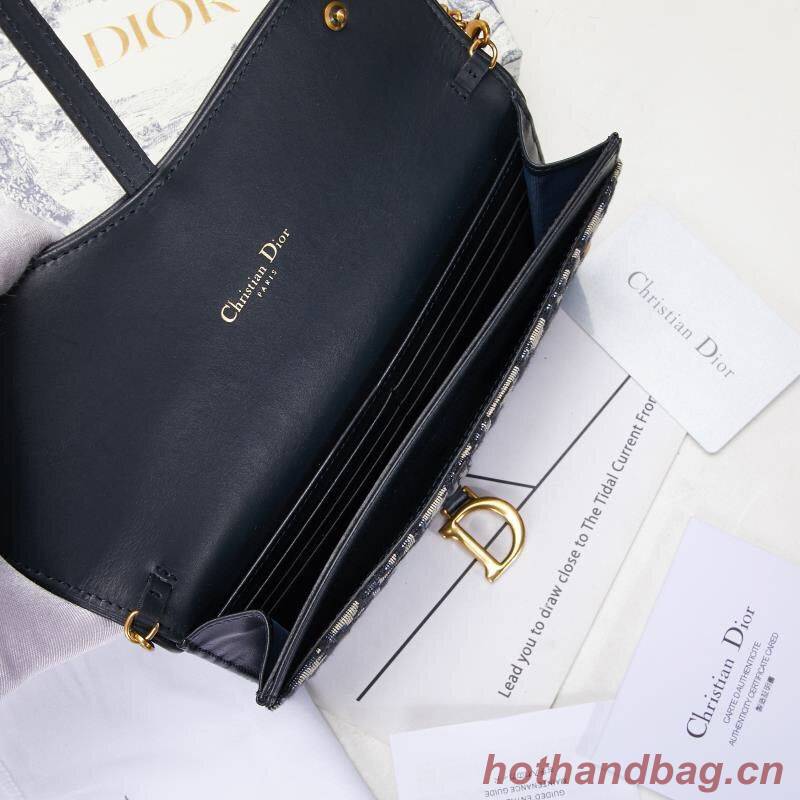 Dior SADDLE DENIM CANVAS Chain Clutch bag S5614 dark blue Dior SADDLE DENIM CANVAS Chain Clutch bag S5614 dark blue