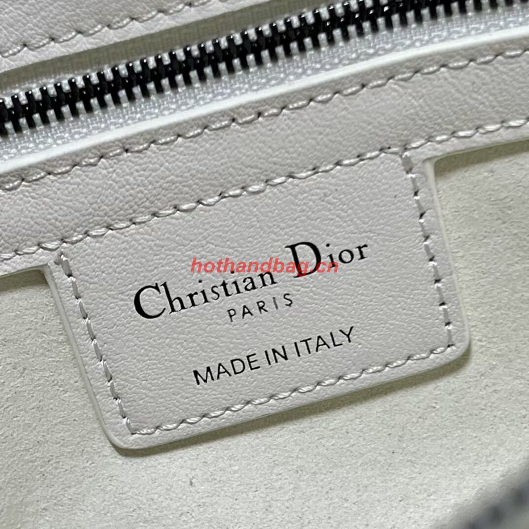 LADY DIOR TOP HANDLE MEDIUM BAG Latte Cannage Lambskin C9226 WHITE&BLACK LADY DIOR TOP HANDLE MEDIUM BAG Latte Cannage Lambskin C9226 WHITE&BLACK
