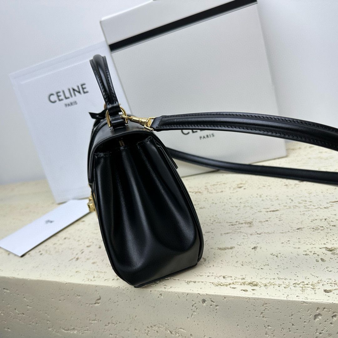 CELINE Small 16 Bag In Satinated Calfskin 197983 Black CELINE Small 16 Bag In Satinated Calfskin 197983 Black