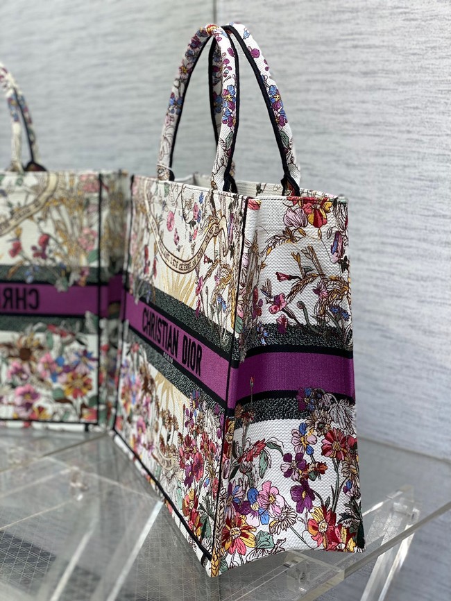 Large Dior Book Tote Ecru Multicolor Dior 4 Saisons Ete Soleil Embroidery M1286ZE