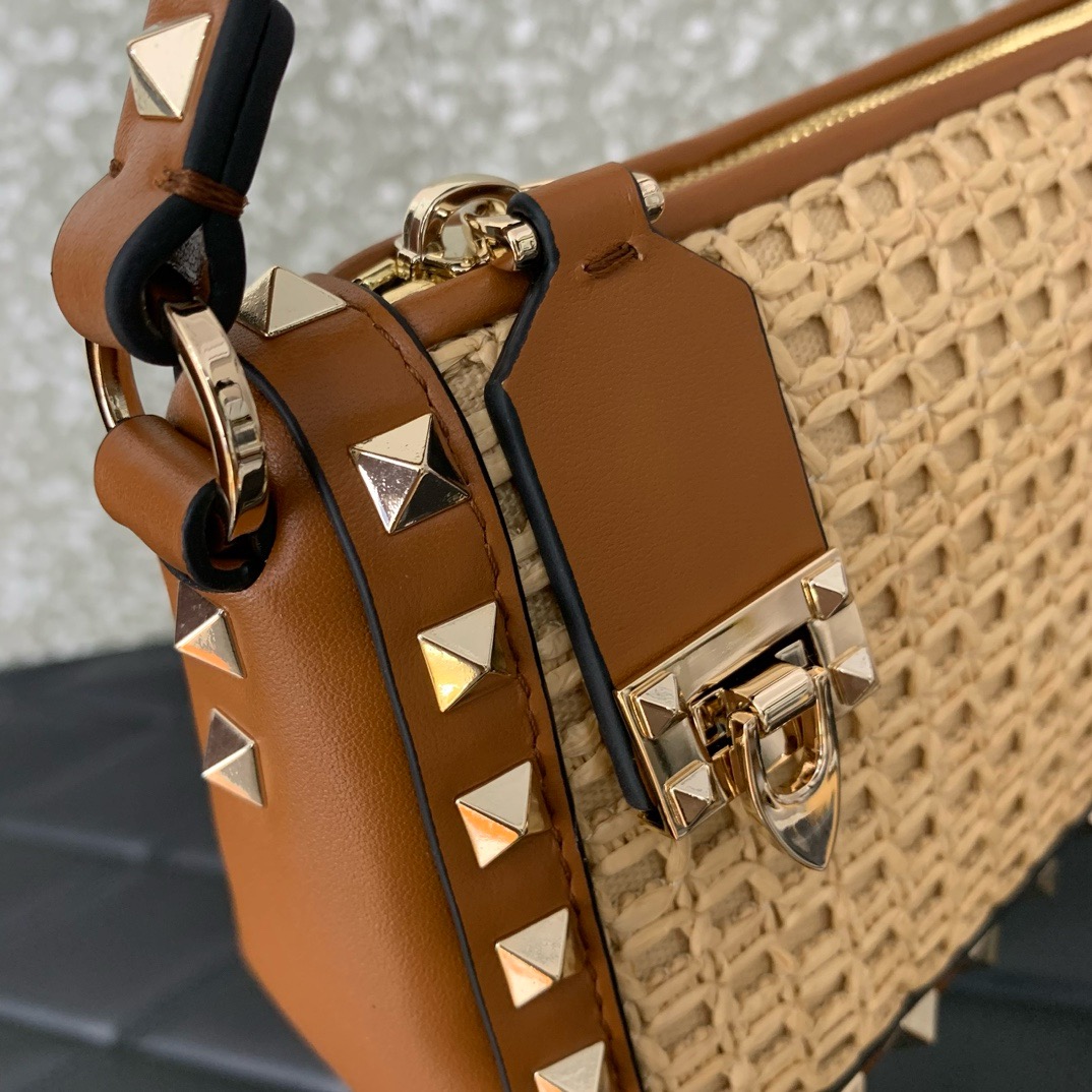 VALENTINO VLOGO SIGNATURE RAFFIA Mini Shoulder Bag 03111 brown VALENTINO VLOGO SIGNATURE RAFFIA Mini Shoulder Bag 03111 brown