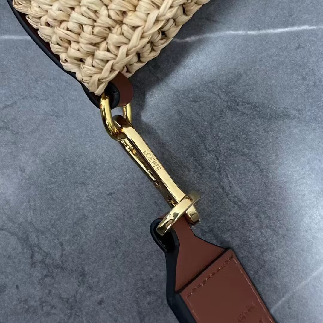 Loewe Woven Raffia Slit Mini Tote Bag 82020 Tan Loewe Woven Raffia Slit Mini Tote Bag 82020 Tan