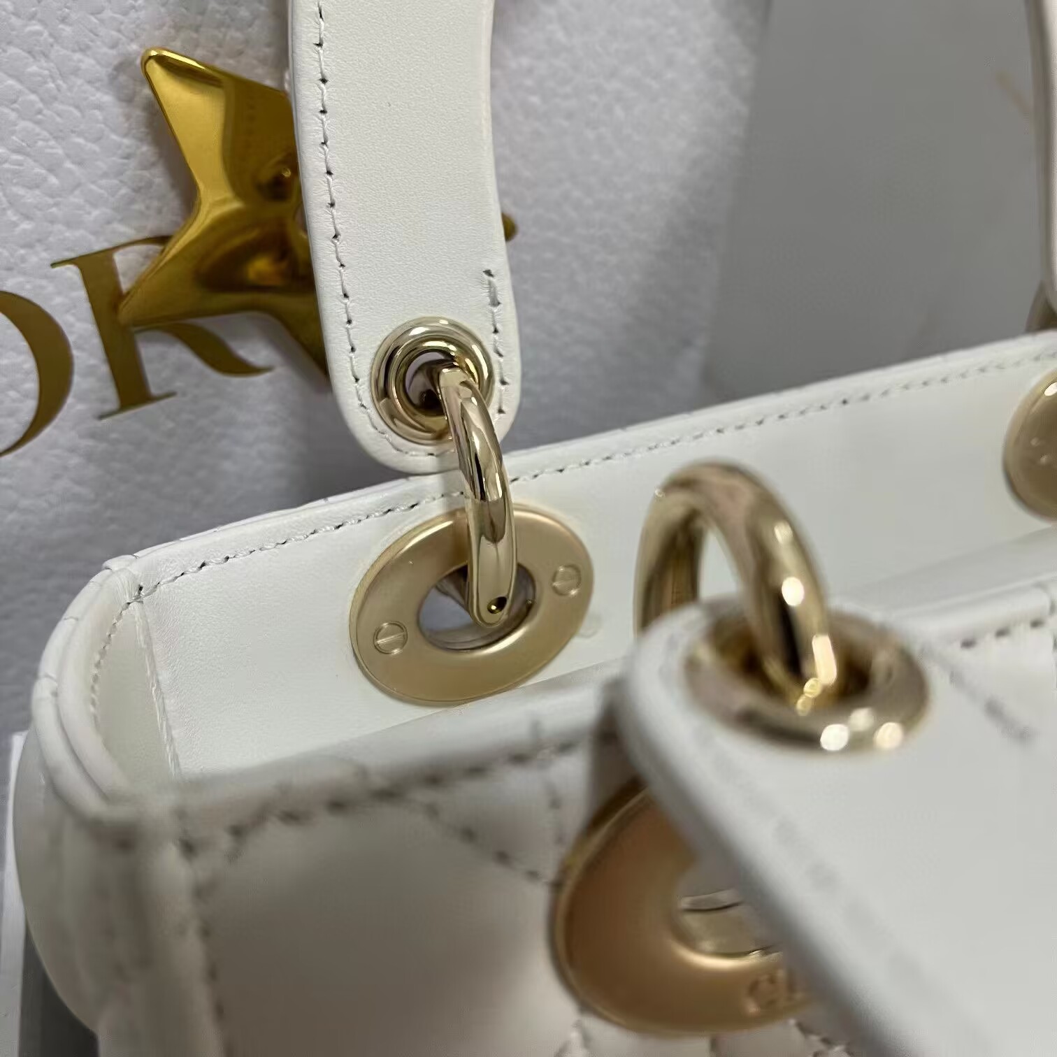 LADY DIOR MY ABCDIOR BAG Cannage Lambskin M0538I white Gold-Tone LADY DIOR MY ABCDIOR BAG Cannage Lambskin M0538I white Gold-Tone