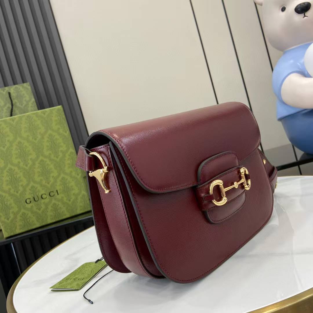 GUCCI HORSEBIT 1955 SOFT MEDIUM SHOULDER BAG 815178 Rosso Ancora red