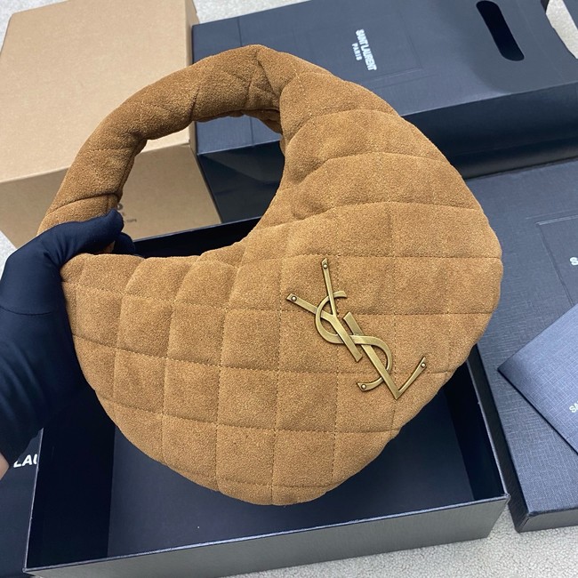Saint Laurent ICARINO in plunged suede 851689 CARAMEL COGNAC
