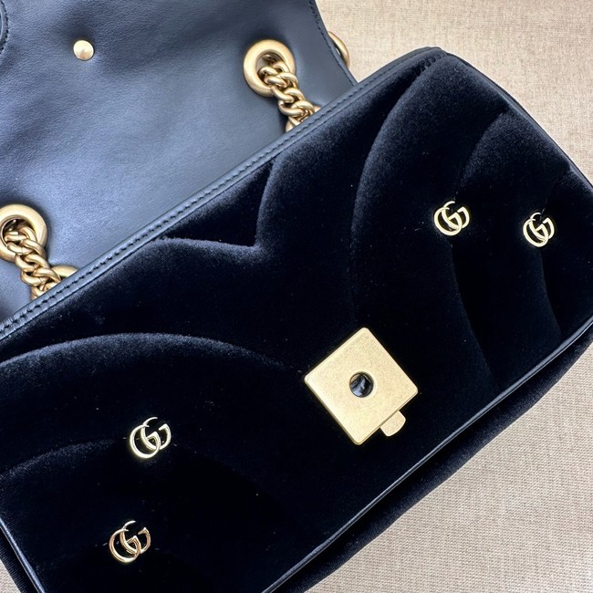 Gucci GG Marmont small shoulder bag velvet 446744 black