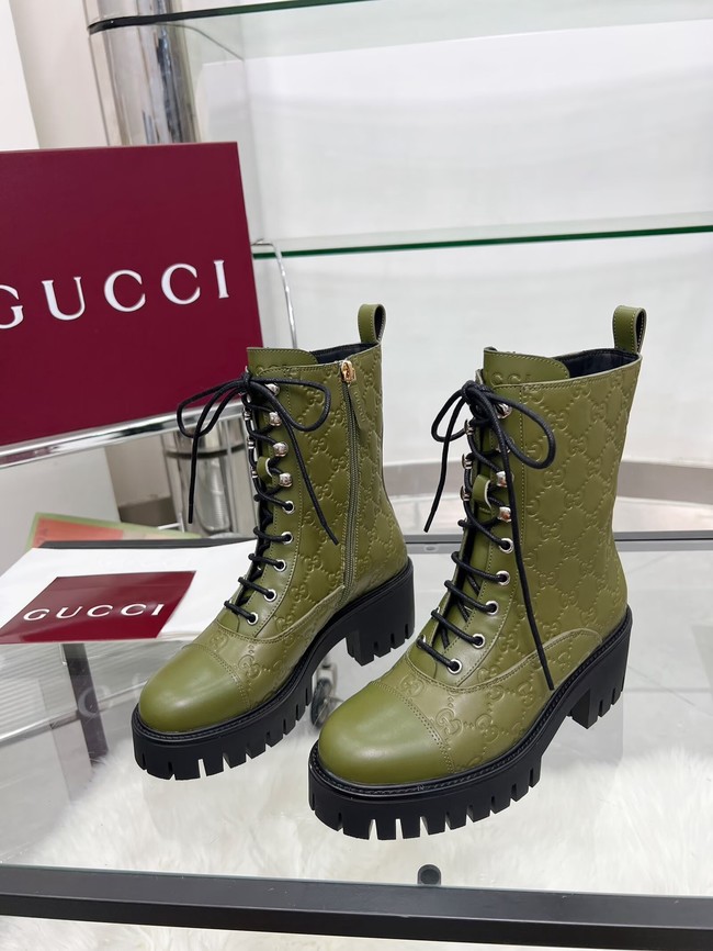 Gucci Womens lace-up ankle boot with GG 840739-2