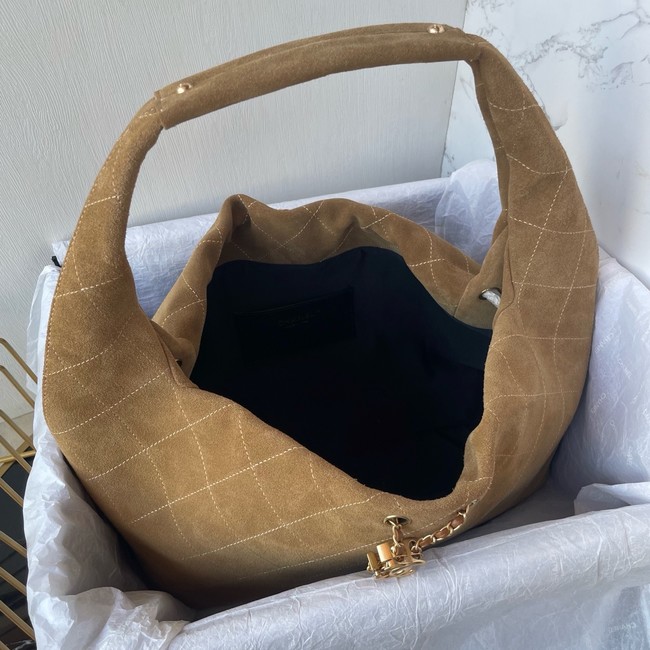 CHANEL Large Hobo Bag Suede AS5967 brown