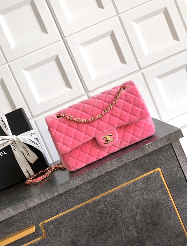 CHANEL Classic 11.12 Handbag velvet A01112 pink