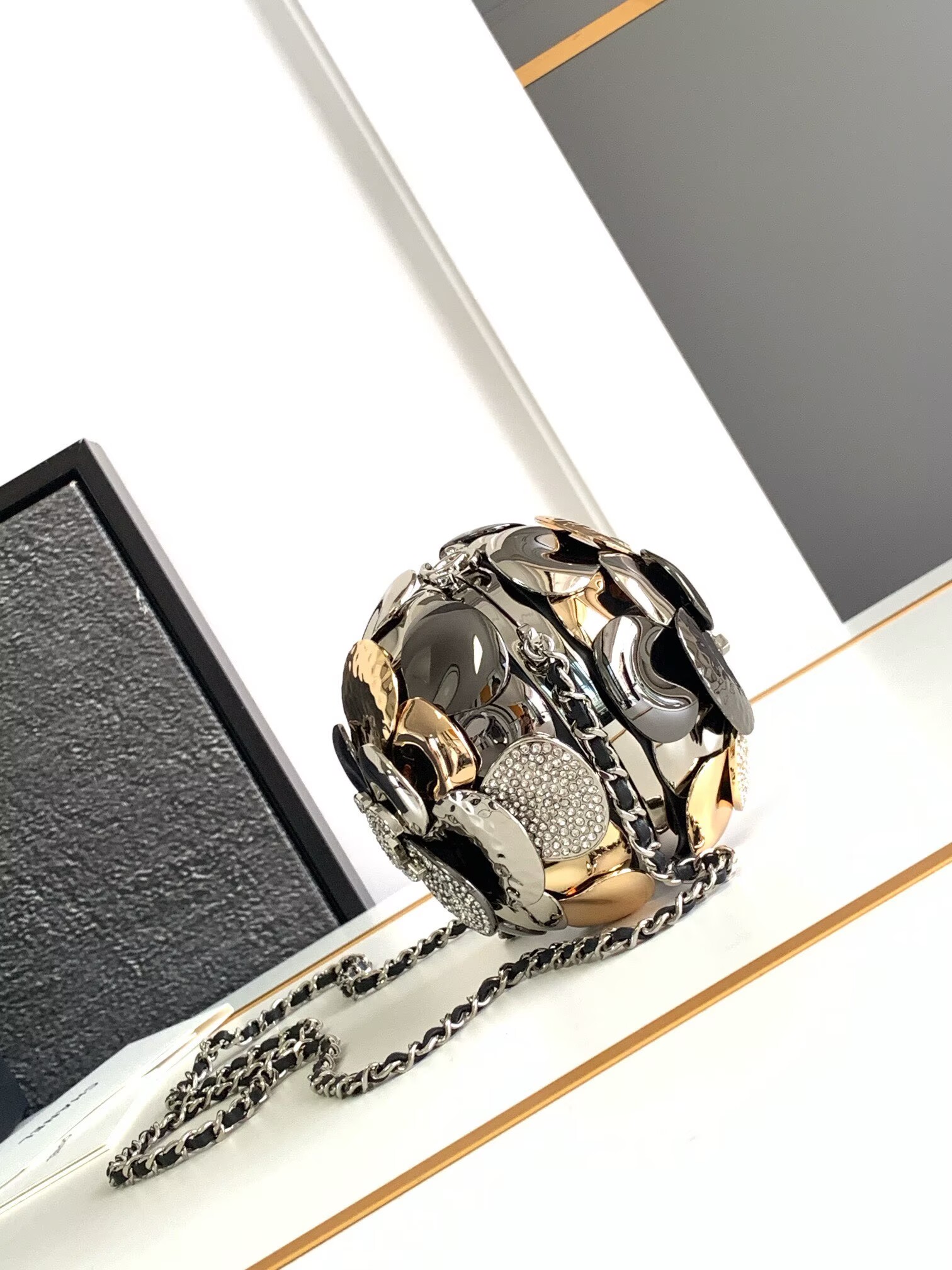 Chanel Camellia With Diamonds Mini Ball Bag 63028 Gold Chanel Camellia With Diamonds Mini Ball Bag 63028 Gold