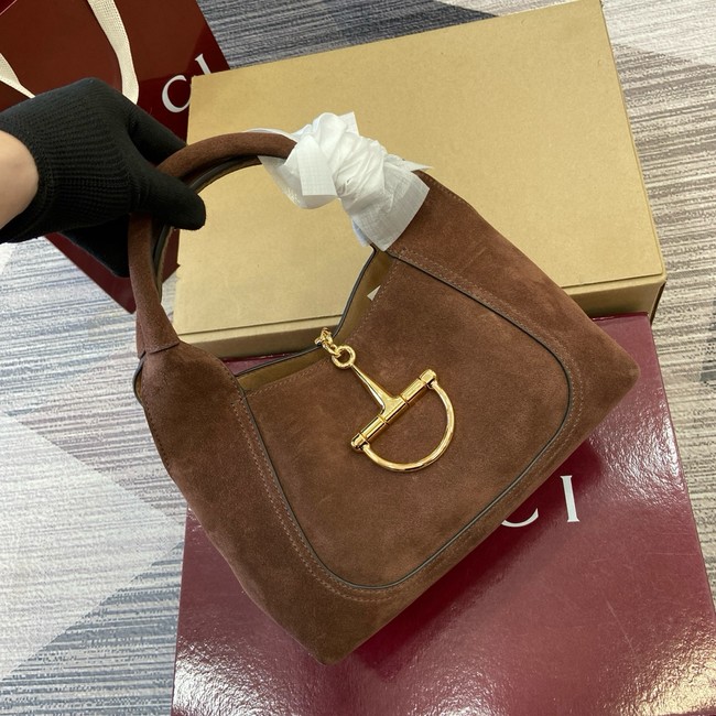 Gucci Beatrix medium tote bag suede 850926 dark brown suede
