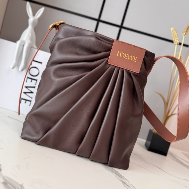 Loewe Leather Shoulder Bag 012537 dark brown