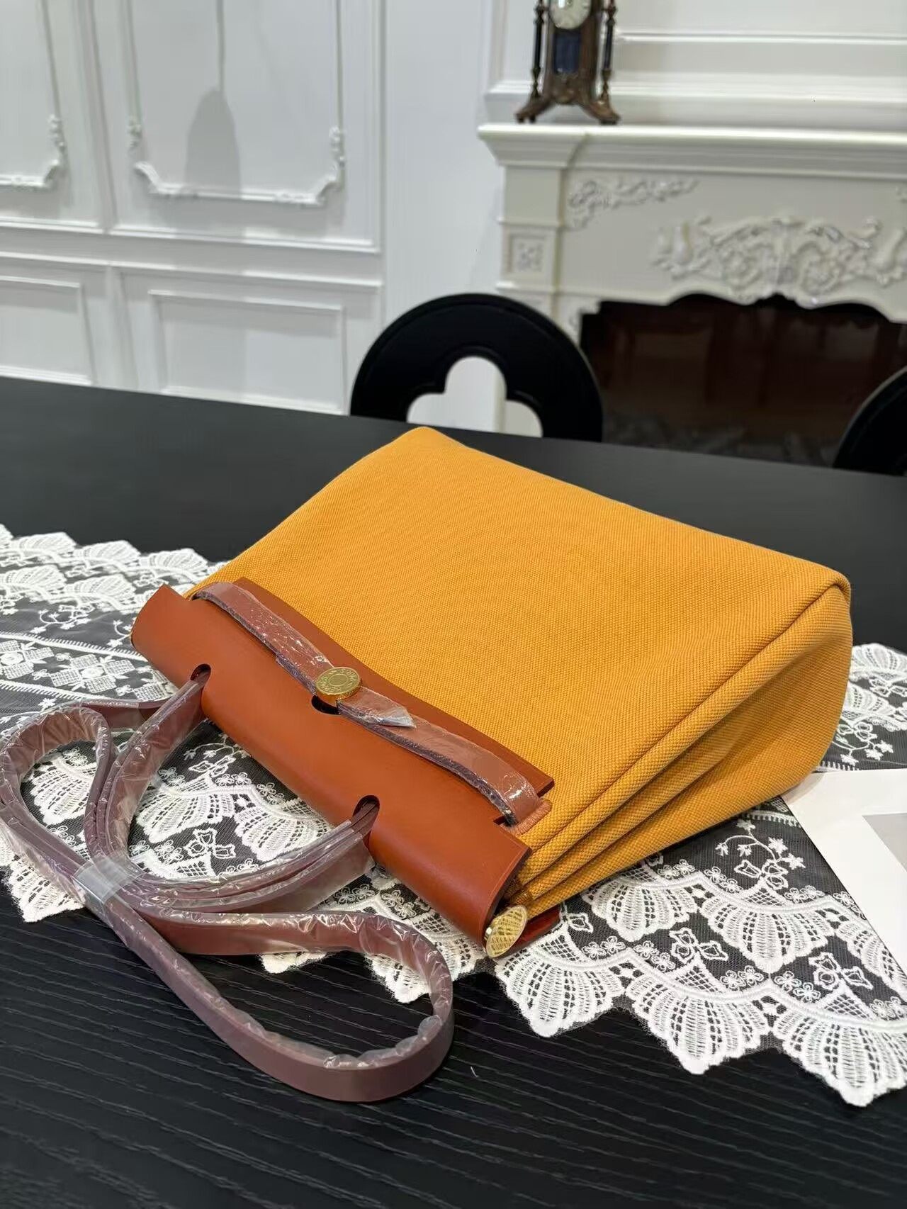 Hermes Herbag 31CM Original Canvas Leather & Calfskin 45987 Brown