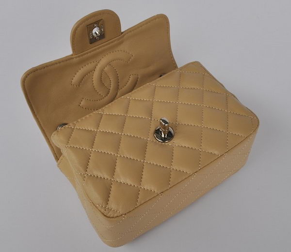 Chanel Classic Apricot Lambskin Silver Chain Quilted Flap Bag 1115 Chanel Classic Apricot Lambskin Silver Chain Quilted Flap Bag 1115
