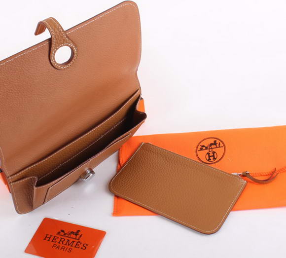 Hermes Dogon Combined Wallets A508 Coffee Hermes Dogon Combined Wallets A508 Coffee